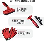 Complete Professional Pet Grooming Kit Self Cleaning Slicker Brush for Dogs & Cats - Pro Grooming Brushes Effectively Reduces Shedding Fur Hair Remover Brush Gloves - Combo Gift Set