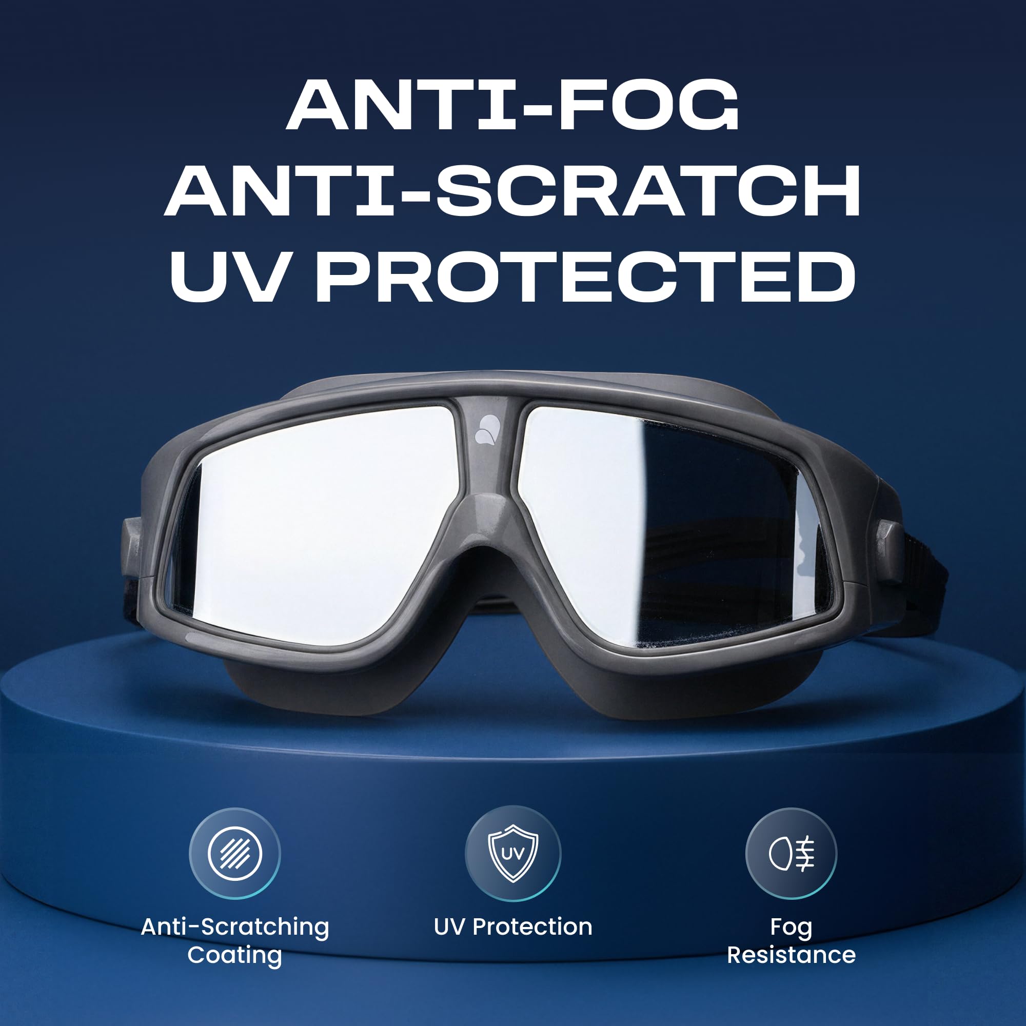 Clear'r Focus - Maschera da nuoto per adulti, per adulti, visione panoramica, maschera in silicone, rivestimento antigraffio