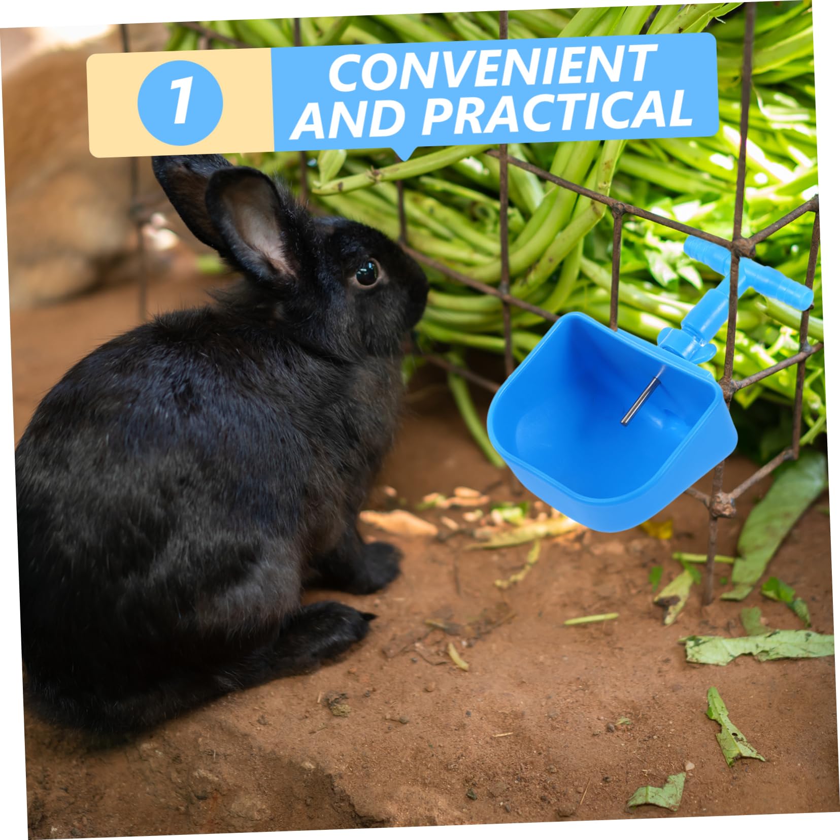 COSMEVIVI 2pcs Rabbit Water Feeder Wear-Resistant Convenient Hanging Bowl for Rabbits Leakproof Design