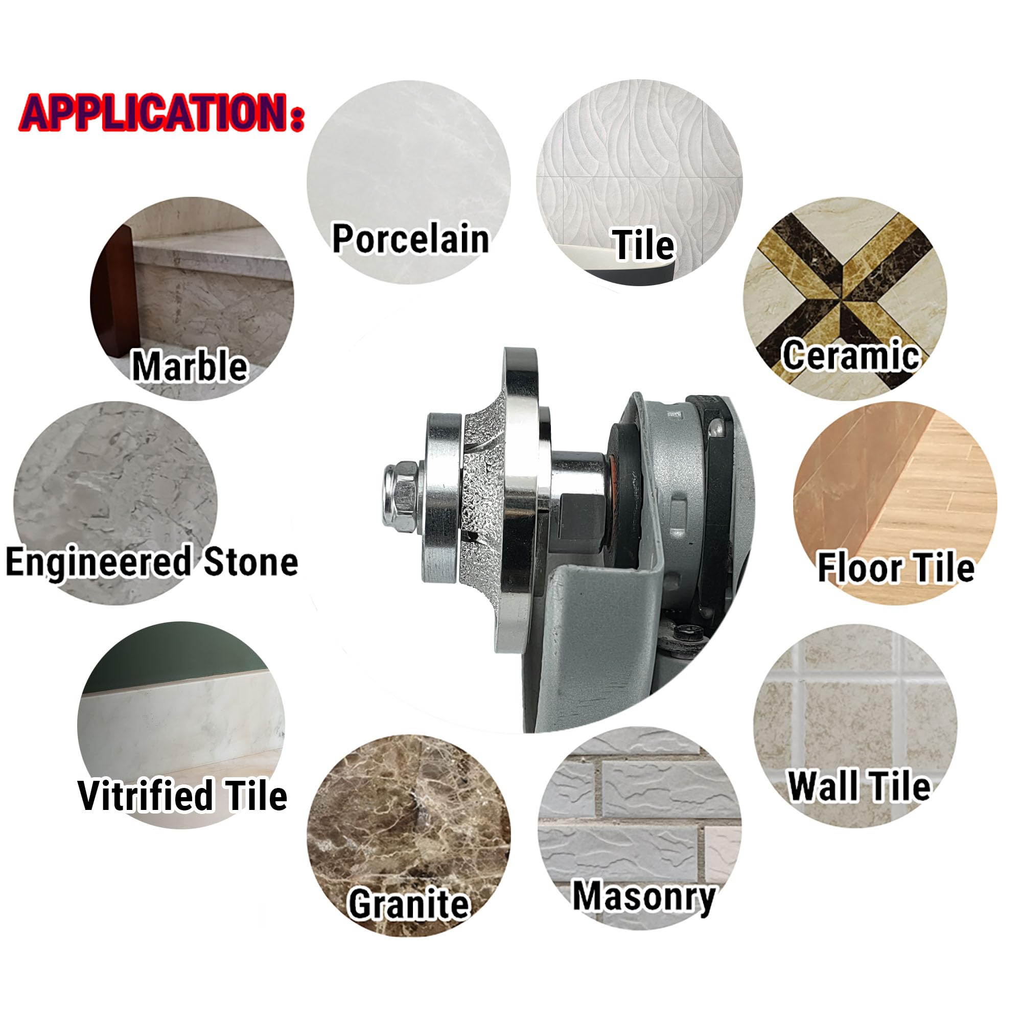 NBB Roue profilée diamantée, fraise foret toupie diamant, Roue de profil diamant, mèche pour profiler carreaux porcelaine céramique granit marbre pierre, pour meuleuse d'angle(Half-Bullnose B25)