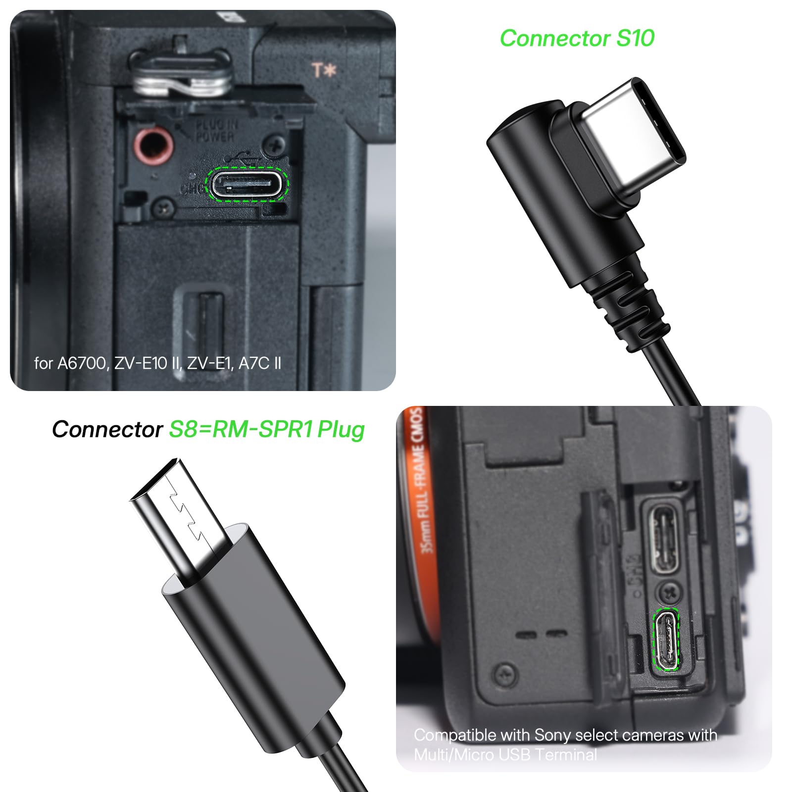 Mando a distancia inalámbrico con temporizador de cámara recargable (recargable para Sony)