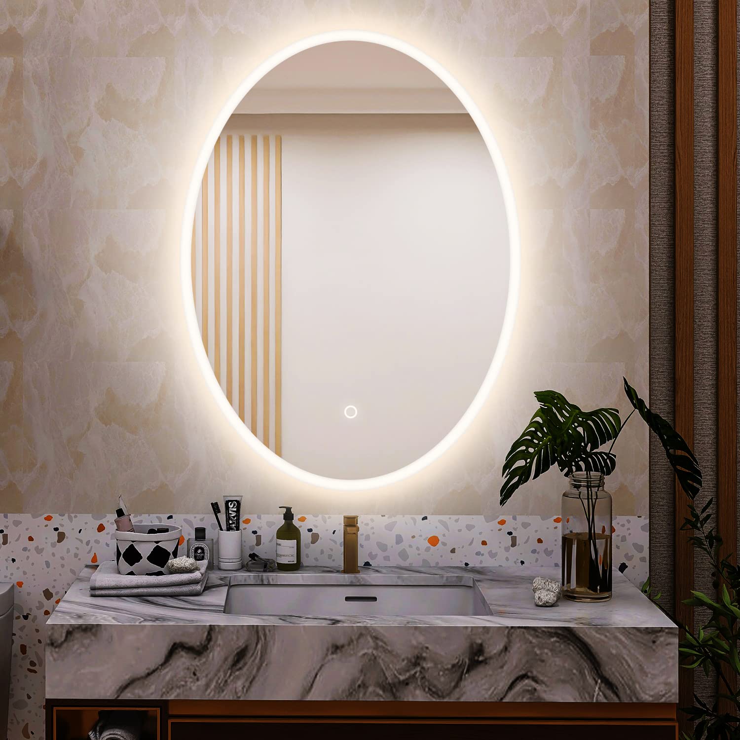 Buy S'bagno Oval LED Backlit Mirror 30x22 Inch, Bathroom Vanity Mirror