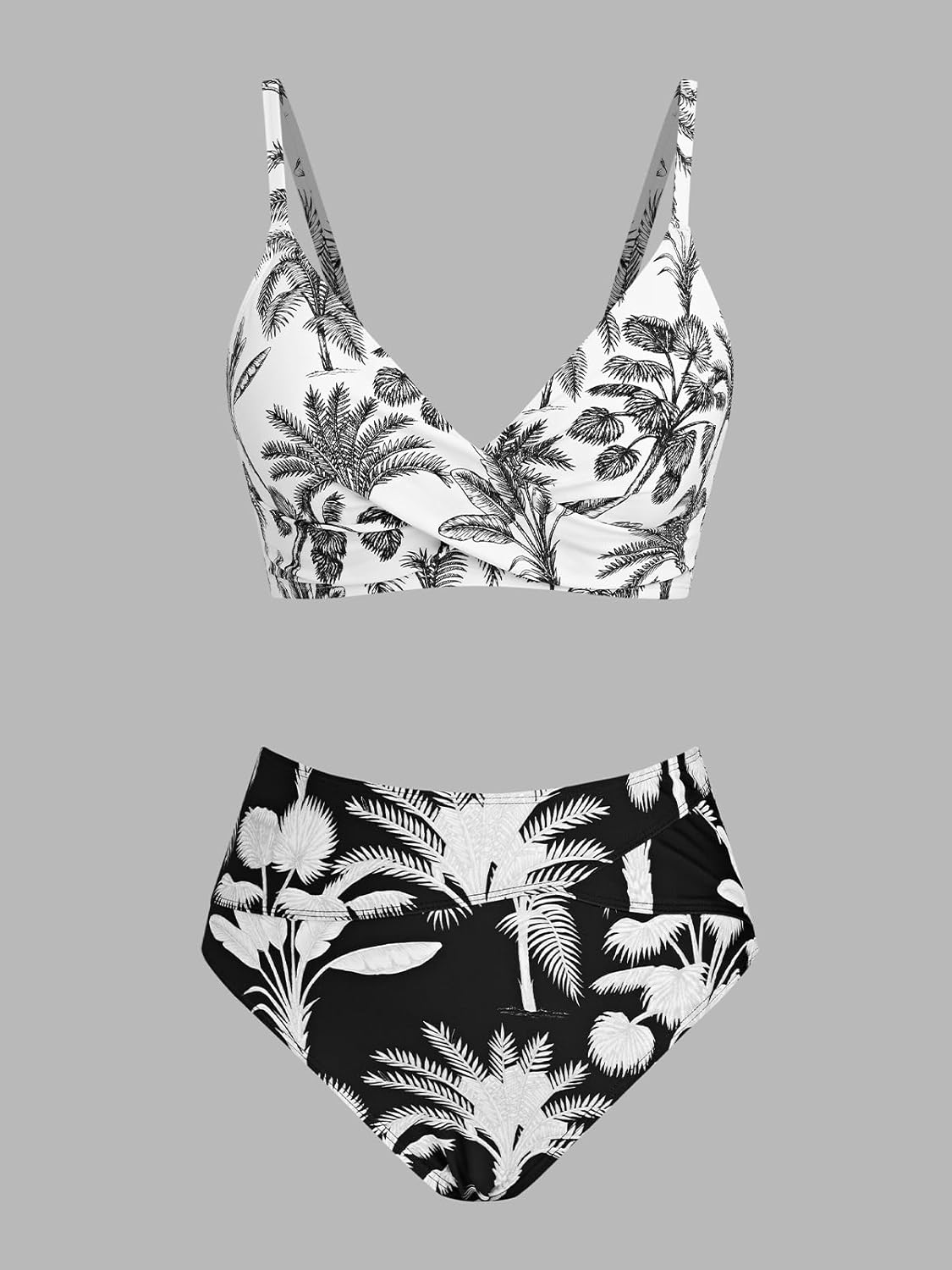 CUPSHE Women's Bikini Sets Two Piece Swimsuit High Waisted V Neck Twist Front Adjustable Spaghetti Straps Bathing Suit - Image 7