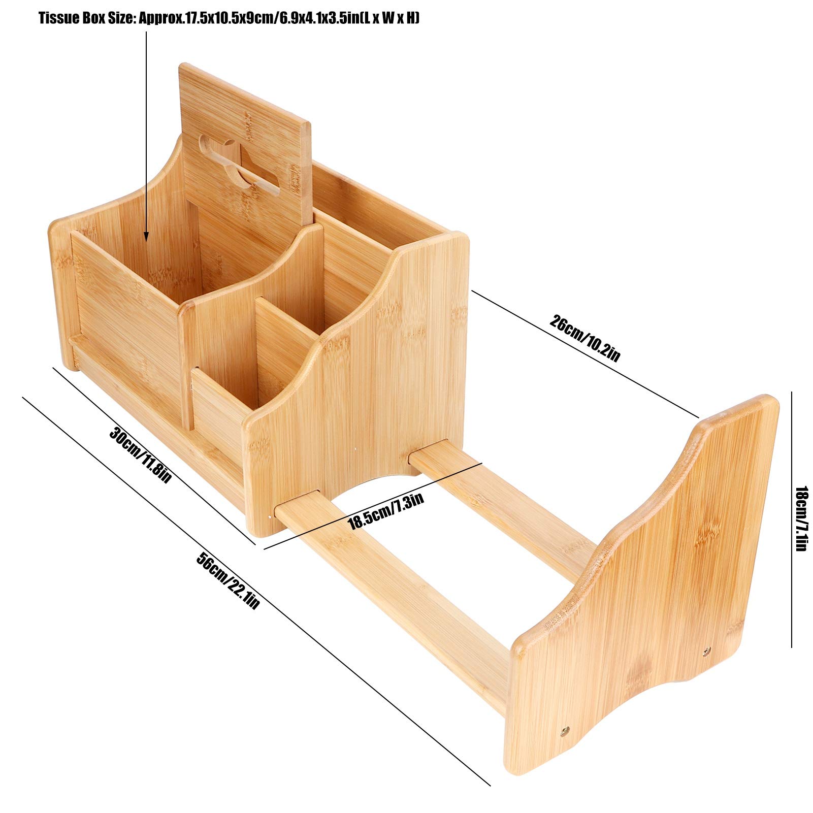 Juego de Organizadores de Escritorio de Bambú, Organizador de Escritorio de Bambú Extensible, Caja de Pañuelos, Estante para Libros, Soporte Estacionario, Caja de Almacenamiento de Maquillaje, Cajón D