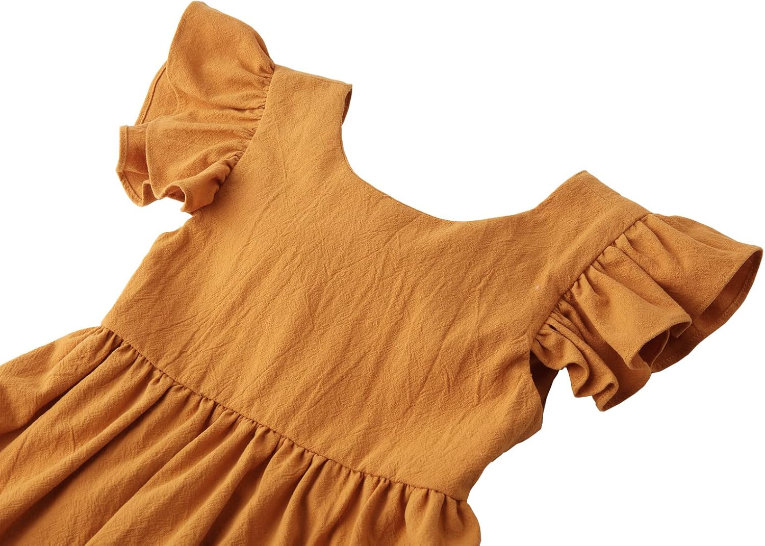 Dutebare Toddler Girls Dress Cotton Linen Ruffle Backless Sleeveless Kids Casual Party Dresses - Image 2