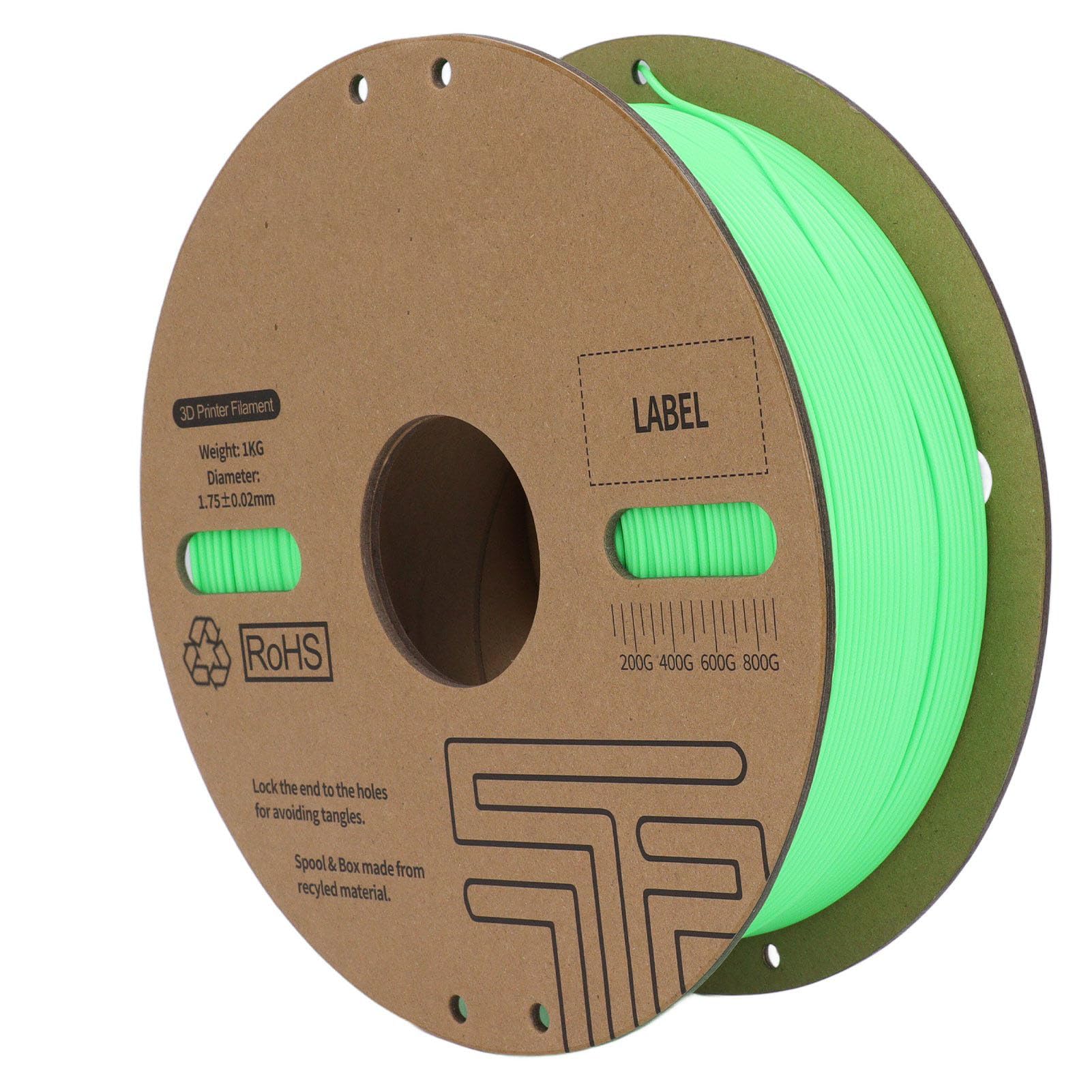 Green PLA Filament 1.75mm, High Speed 3D Printer Filament bis 600mm/s, Hohe Genauigkeit ±0.02mm, Für Ender 3 CR10, 1kg Spule