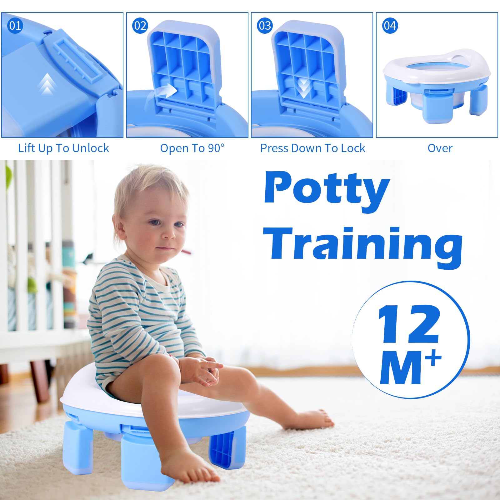 Orinal Portátil Infantil 3 en 1, Asiento Inodoro Plegable para Niños y Bebés, WC Seguro y Fácil de Limpiar, Bolsas Desechables Incluidas, Ideal para Viajes, Casa - 5