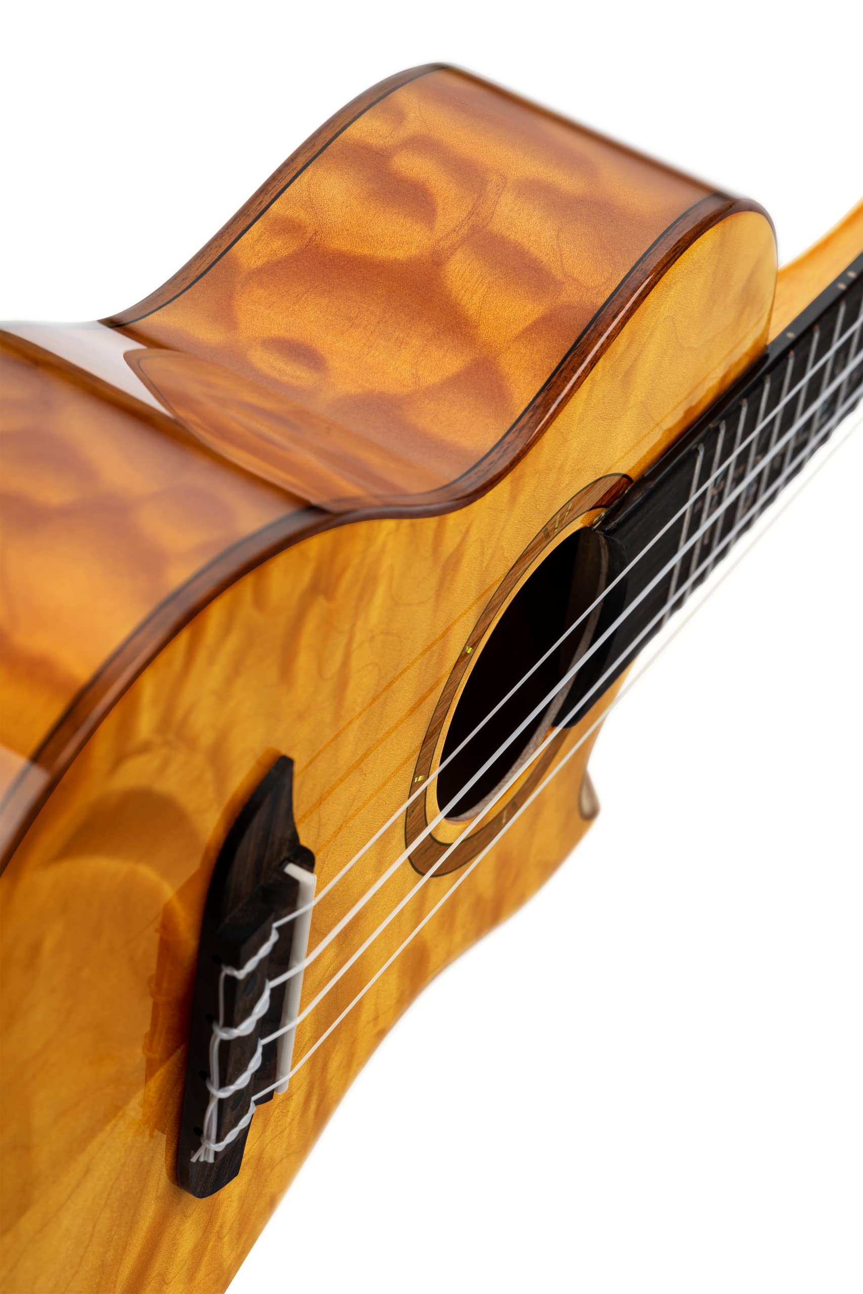 Ortega Guitars Ukeleles de Concierto electroacústicas - Serie Elite - incluye Gig Bag - Arce acolchado macizo (RUET-QMA)