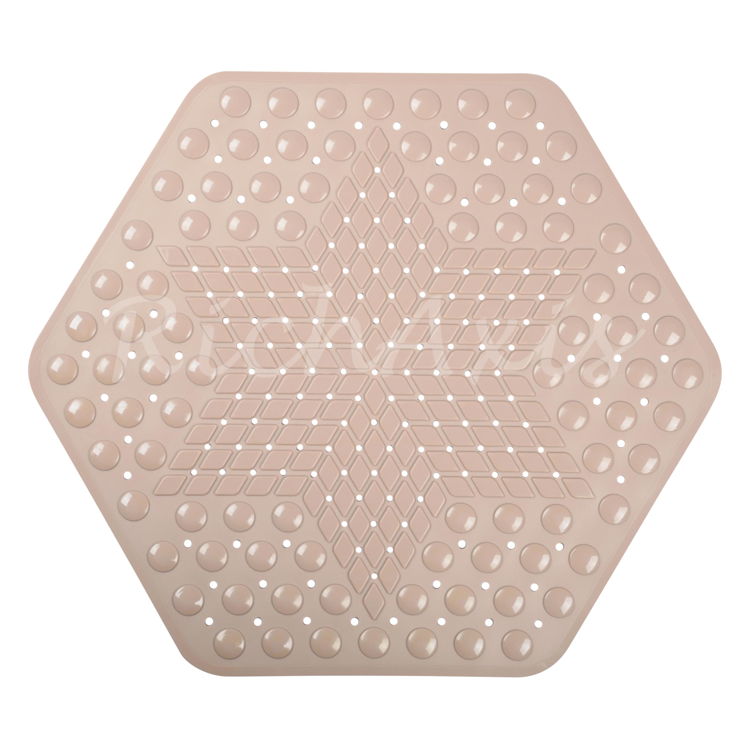 RichAxis Hexagonal Shower Bath mat for Bathroom Silicone Anti Slip Bathroom Floor mat with Suction Cups & Drain Holes (56x63 cm, Hexa-Beige) (B0DCSY8LHT) Amazon Price History, Amazon Price Tracker