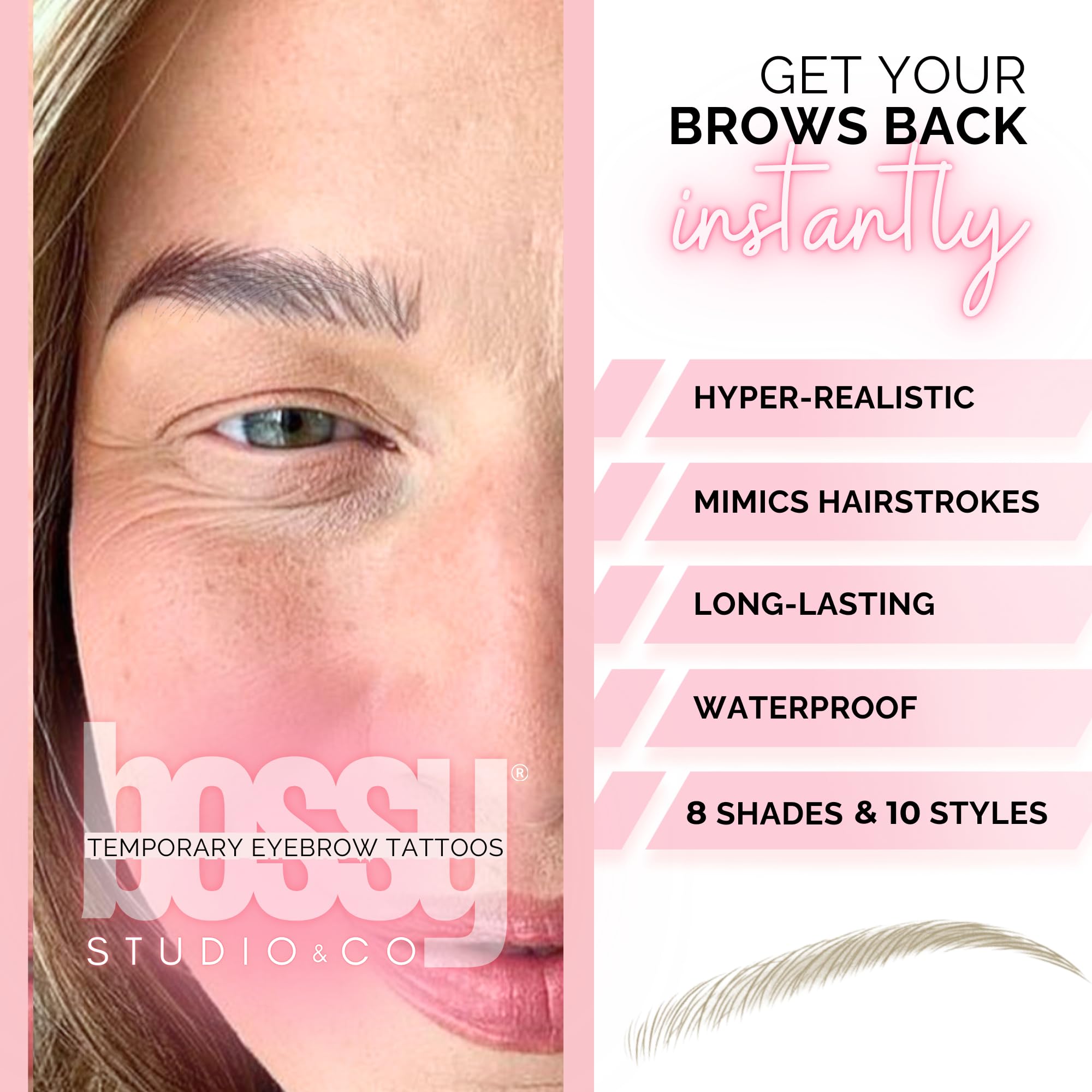 2 Pack Temporary Eyebrow Tattoos Waterproof Eyebrow Stickers, False Tattoos Hair Like Peel Off Instant Transfer Brows For Women And Men | Natural Strokes, Shaping (upward, medium brown)