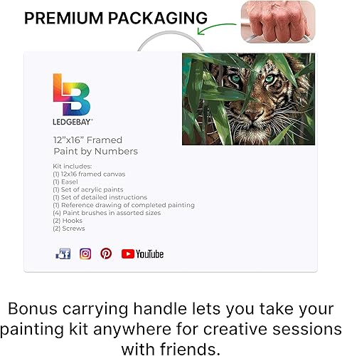 Miniatura 218 de Ledgebay - Pintura por número para adultos – Kits de pintura por números, pintura sin arrugas por números para adultos principiantes, 12 x 16