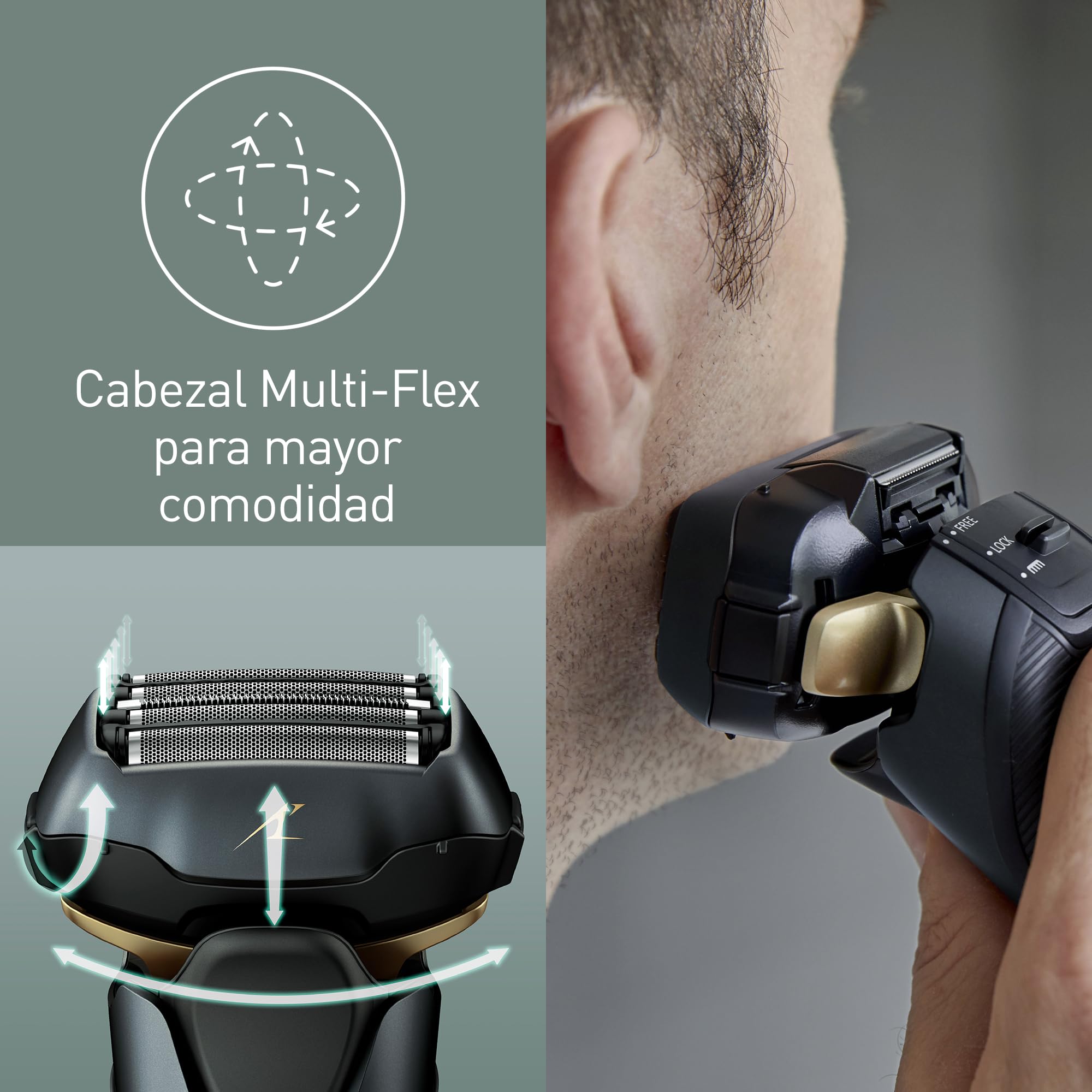 ES-LV97 Afeitadora eléctrica de 5 cuchillas con sensor para barbas con gran capacidad de respuesta, soporte de carga y uso en seco y en mojado