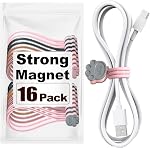 Magnetic Cable Ties, 16 Pack 7.2" Strong Magnetic Cord Ties Cute Cloud Dialogue Design, Silicone Twist Tie with Magnet Reusable 8 Assorted Colors X2 by SOOOEC