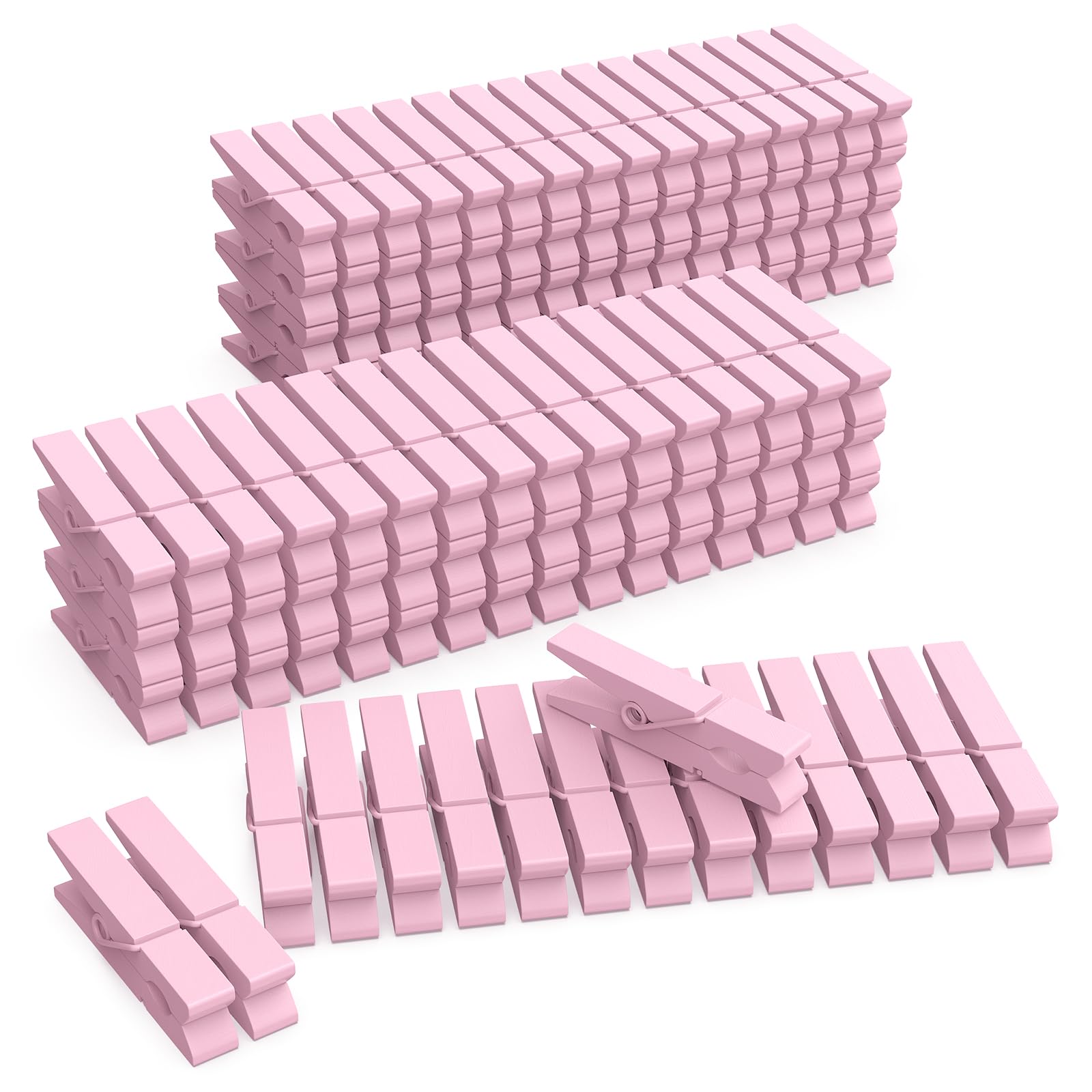 View 1 of (Pack of 128) Mini Wooden Colored clothespins Light Pink