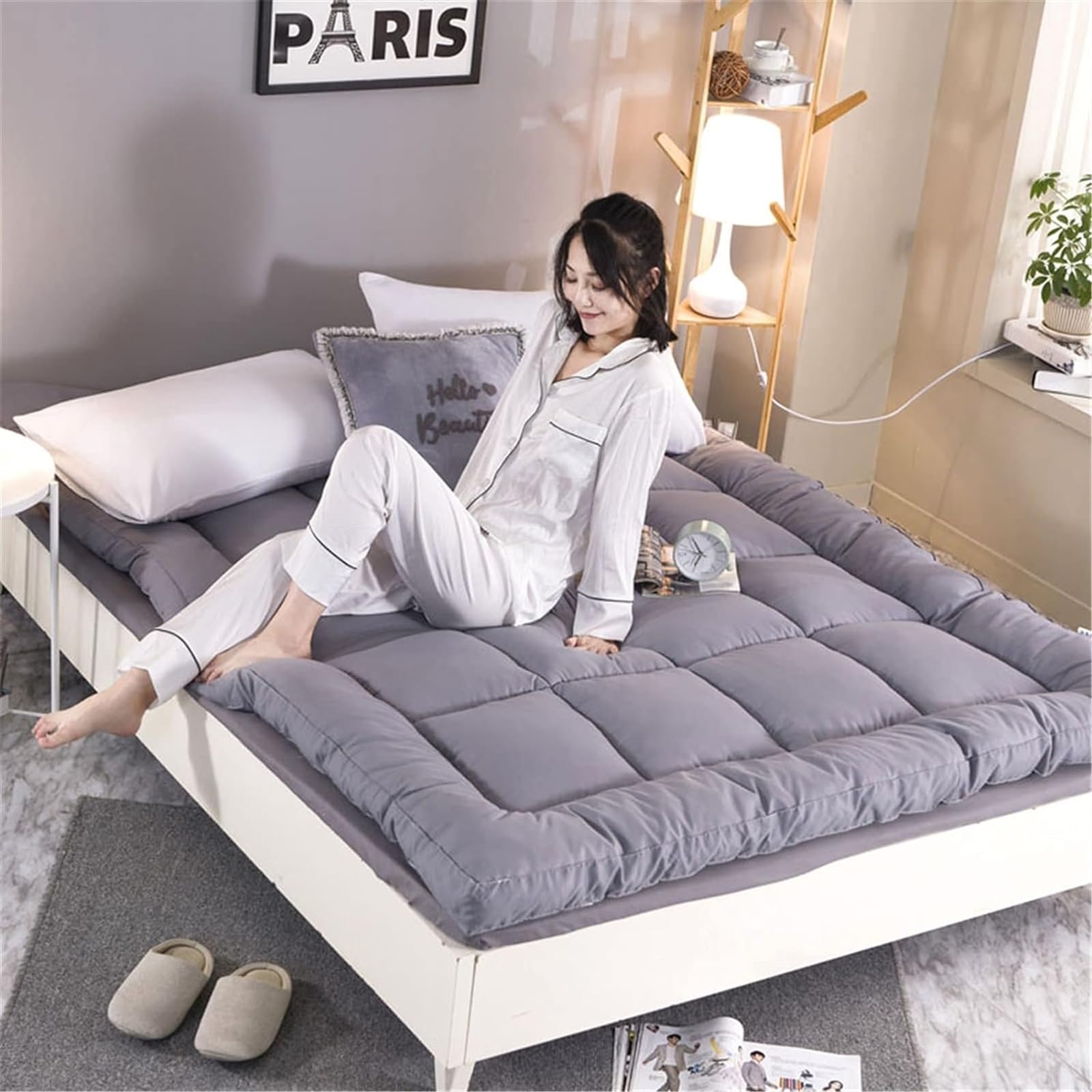 Colchón de futón de Suelo de Terciopelo de plumón, tamaño Completo King Queen, colchón de Suelo japonés, colchón de Tatami for Cama de Invitados, colchón for Dormir for Dormitorio de Estudiantes (Col