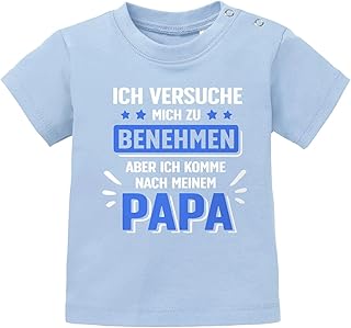 MoonWorks® Camiseta de manga corta para bebé, diseño con texto en alemán "Ich versuche Mich zu bennehmen witzige Sprüche J...