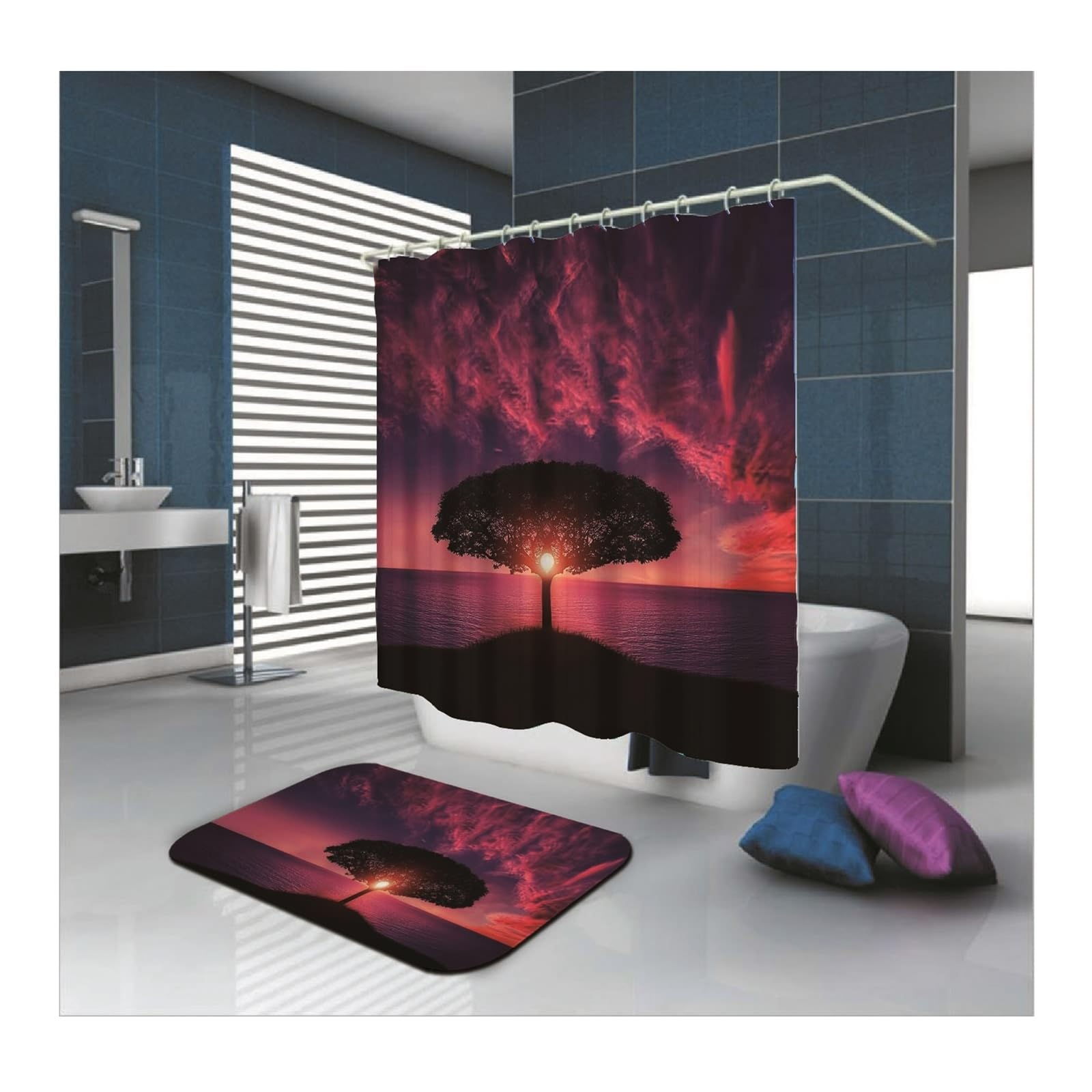 Rideau de douche anti-moisissure 150x200 cm pour stopper l'eau au sol de la douche