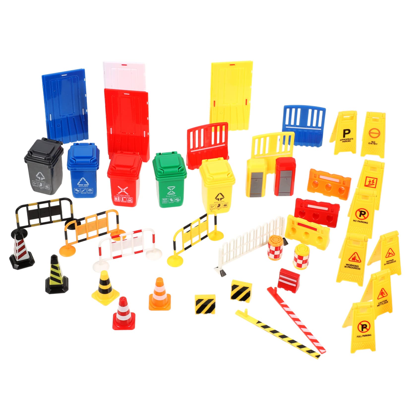 Hohopeti 40pcs Road Traffic Sign Toys Miniature Traffic Cones Educational Plaything for Boys and Girls Realistic Simulation Model