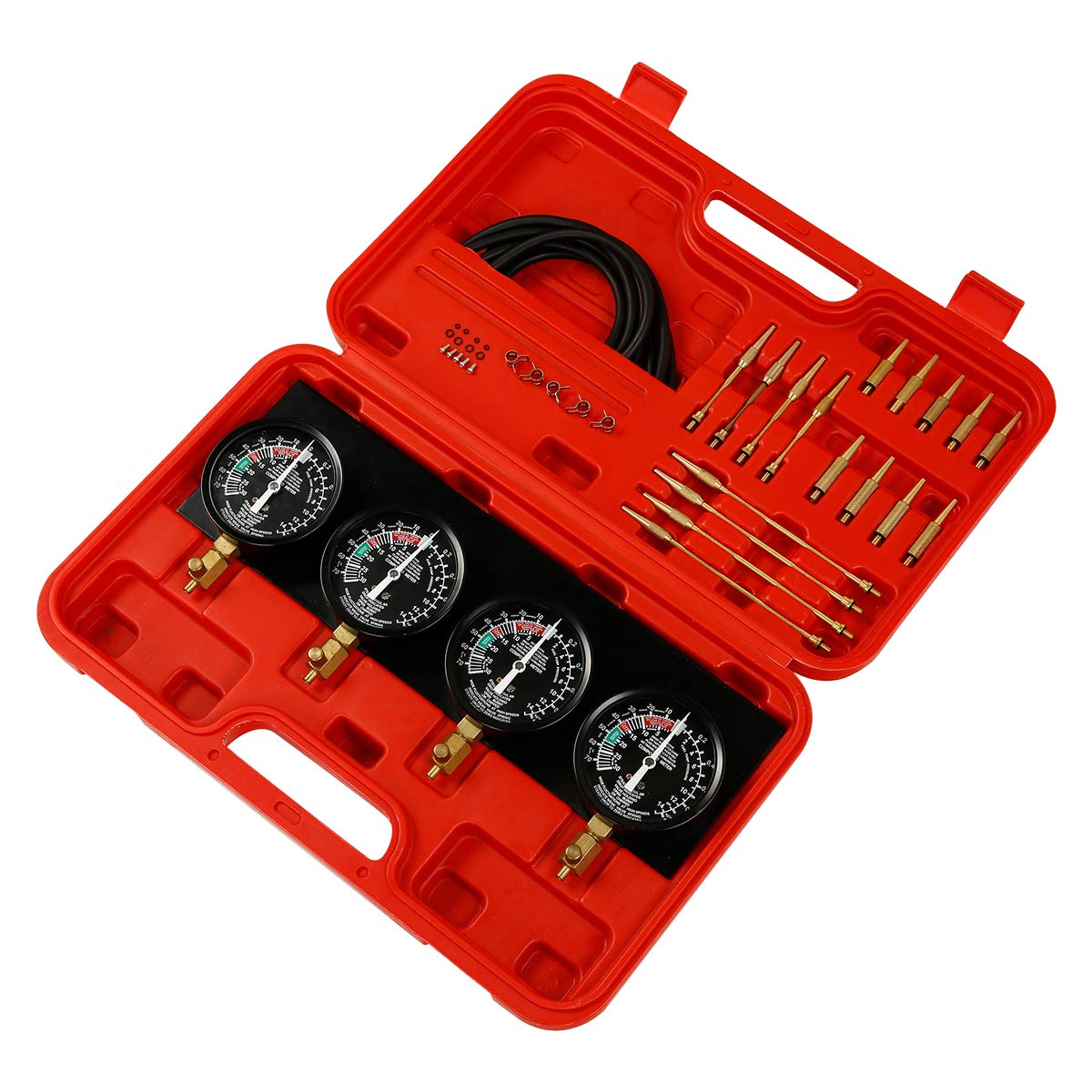 SLMOTO Universal Motorcycle Fuel Vacuum, Carburetor New Fuel Vacuum Carburetor Synchronizer Sync Gauge Fit for Yamaha Honda Motorcycle Red