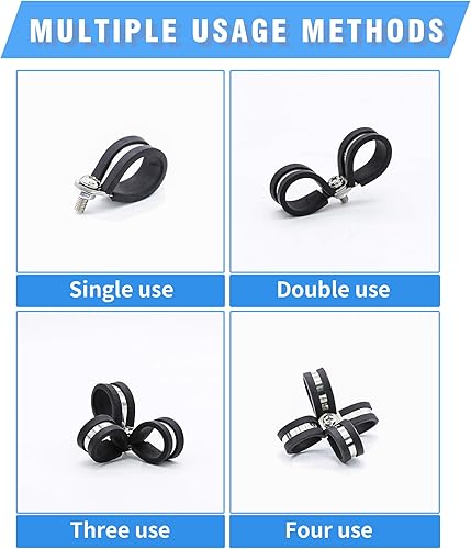 Miniatura 5 de Juego surtido de 56 abrazaderas de cable dobles en 7 tamaños de 14 pulgadas, 516 pulgadas, 38 pulgadas, 12 pulgadas, 58 pulgadas, 34 pulgadas, 1