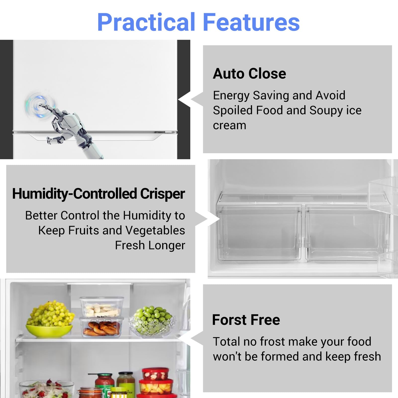 Smad 20.5 cu.ft Refrigerators 30 inch Wide Garage Ready Refrigerator with LED Light and Reversible Door Top Freezer Refrigerator Total No Frost for Home Dorm Kitchen 66 inch Tall White on Fridge.com