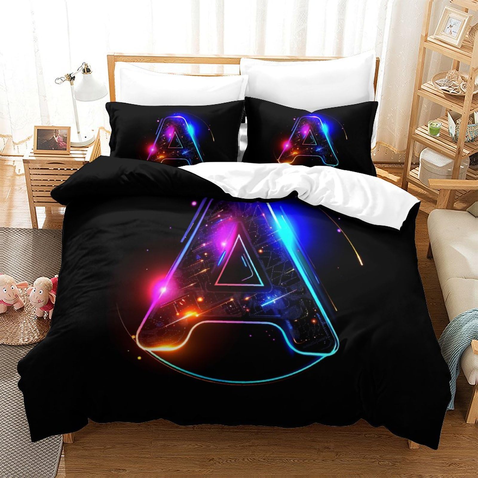 Housse de couette anti-glissement douce 260x220cm pour lit d'adolescent