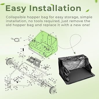 48388 Hopper Bag Assembly Fit for Agri-Fab 42 Tow Lawn Sweeper Parts | 12 Cubic Feet Lawn & Leaf Sweeper Hopper Bag Replacement for Agri-Fab 45-0320,45-03201 Lawn Sweeper