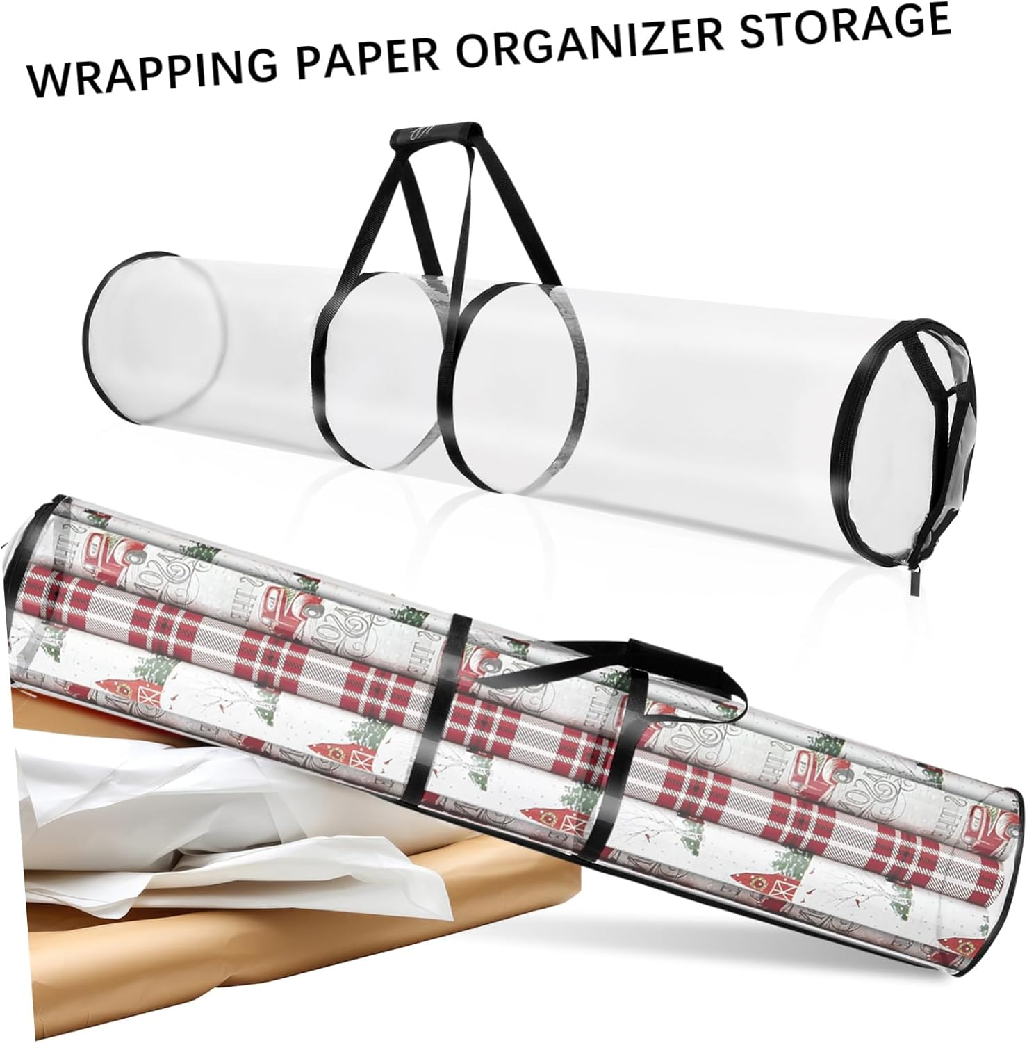 Uonlytech 2pcs Wrapping Paper Storage Bags Roll Holders for Organizing Supplies and Craft Materials and Easy to Use