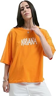 Ravin Womens Elbow-Sleeves Summer Hot Orange Loose Tee Modern