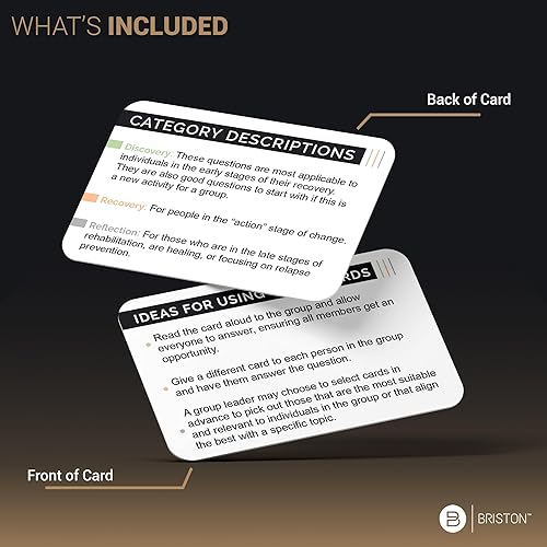Miniatura 6 de Briston Tarjetas flash de recuperación de adicciones - 70 tarjetas de preguntas de terapia para asesoramiento grupal y salud mental - Indicaciones