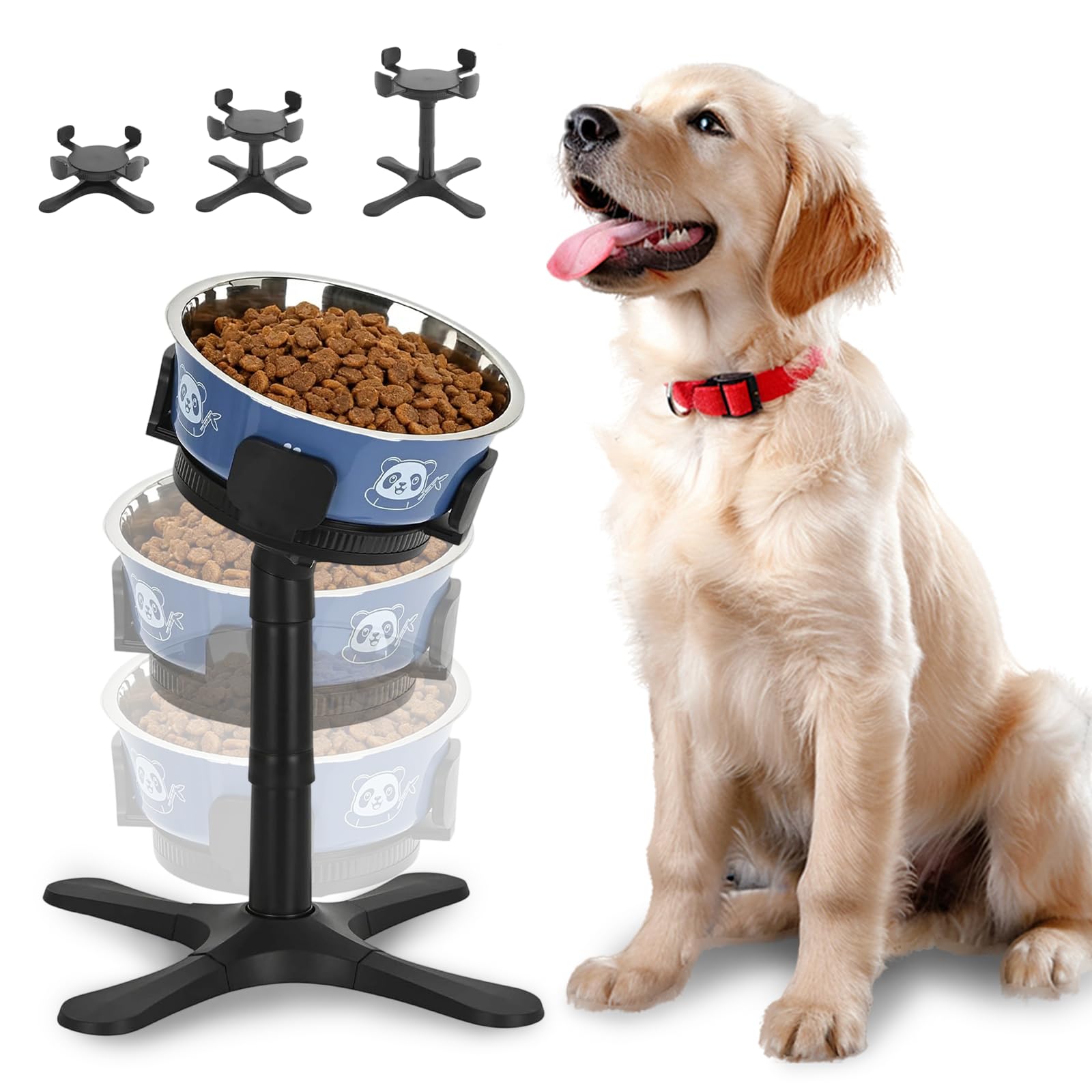 Raised Dog Bowl, Elevated Dog Bowl Stand with Stainless Steel Dog Food Bowl