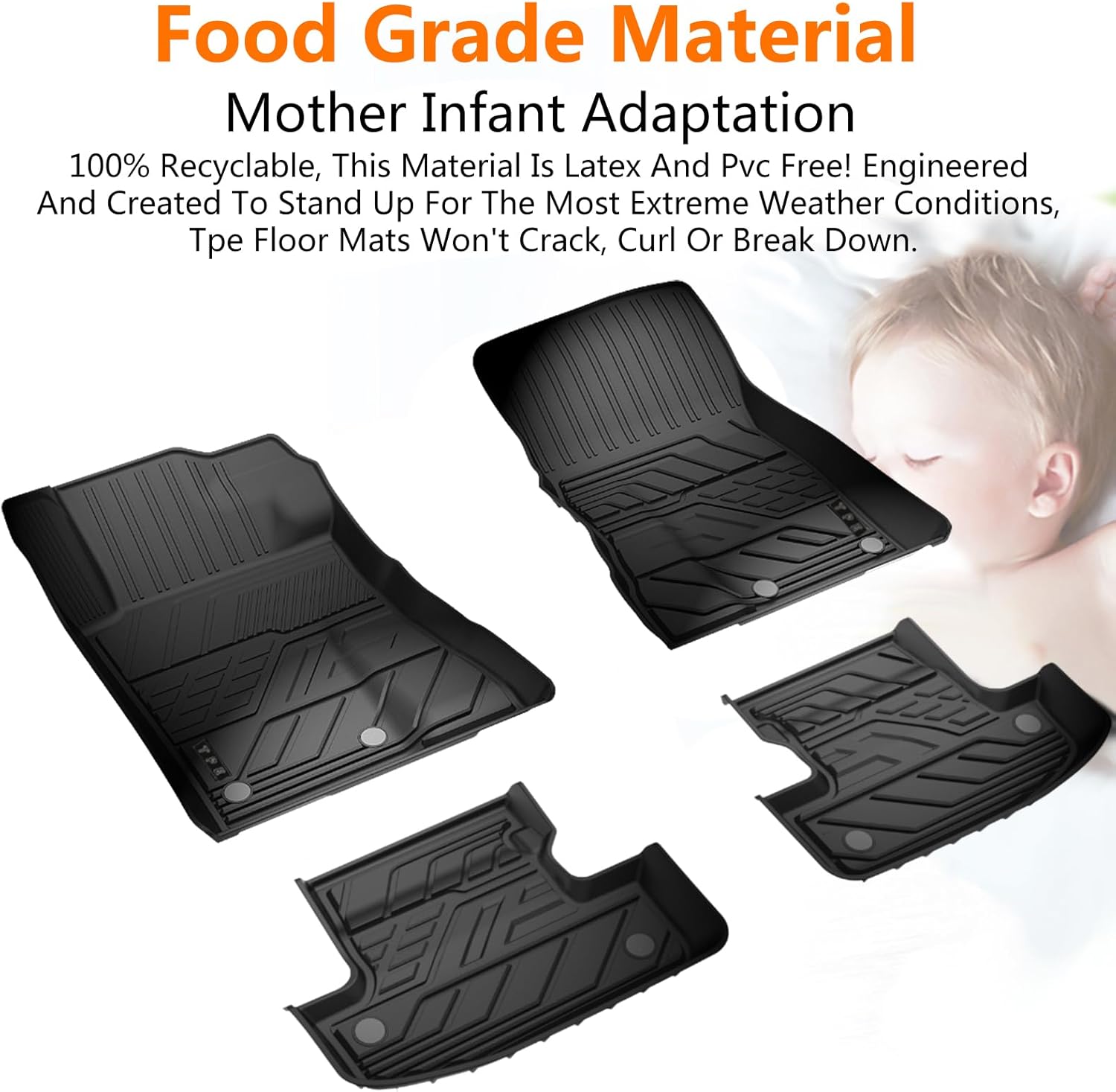 KEYOOG Floor Mats Fits for 2015-2023 Jeep Renegade with All Models, All-Weather Automotive Mat Interior Accessories Includes 1st and 2nd Row Cargo Liner Mat Custom, Black TPE