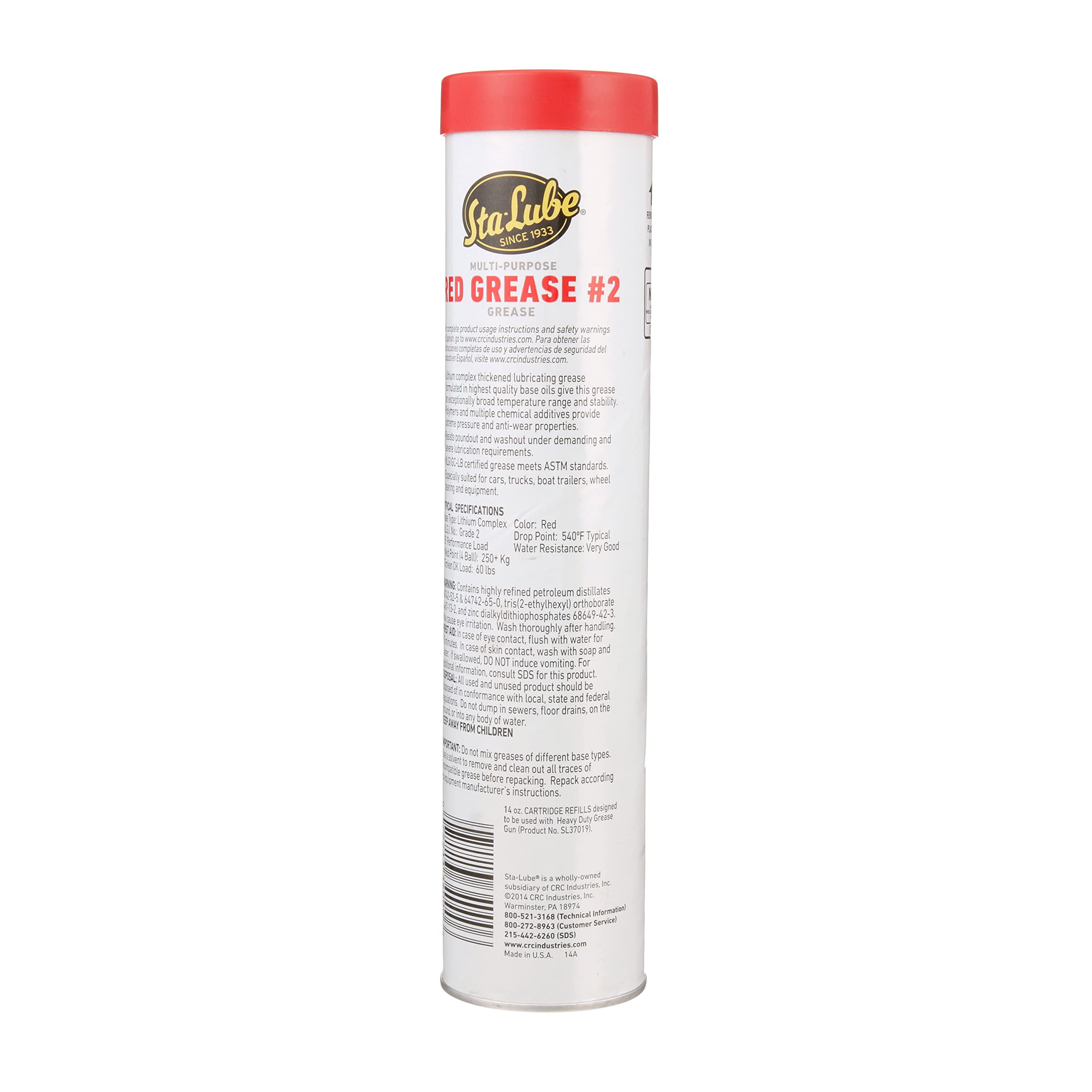 Sta-Lube Red Grease #2, 14 Wt Oz, SL3400