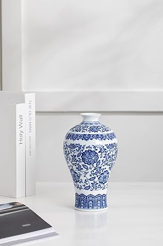 Miniatura 6 de Jarrón azul y blanco, jarrones azules para decoración del hogar, florero chinoiserie, porcelana azul y blanca, jarrón de cerámica para el hogar,