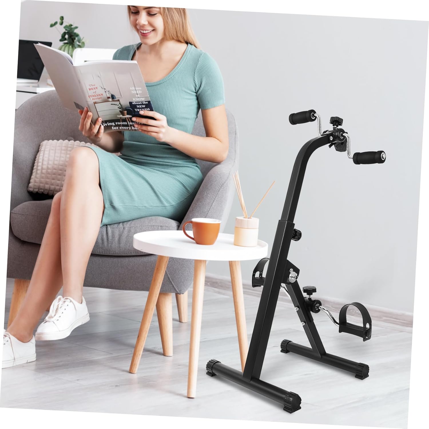 Balacoo Adjustable Pedal Exerciser for Seniors Compact Under Desk Arm and Leg Workout Machine Built Display Screen for Tracking Home Fitness Equipment