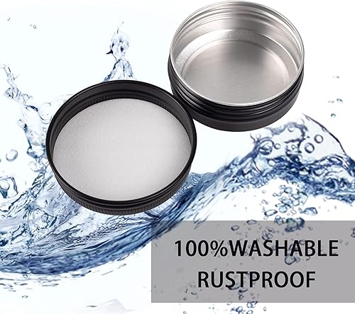 Miniatura 4 de Tarro de aluminio con tapa de rosca de 1 onza  1.0 fl oz con tapa de rosca y etiquetas en blanco (negro, paquete de 32)