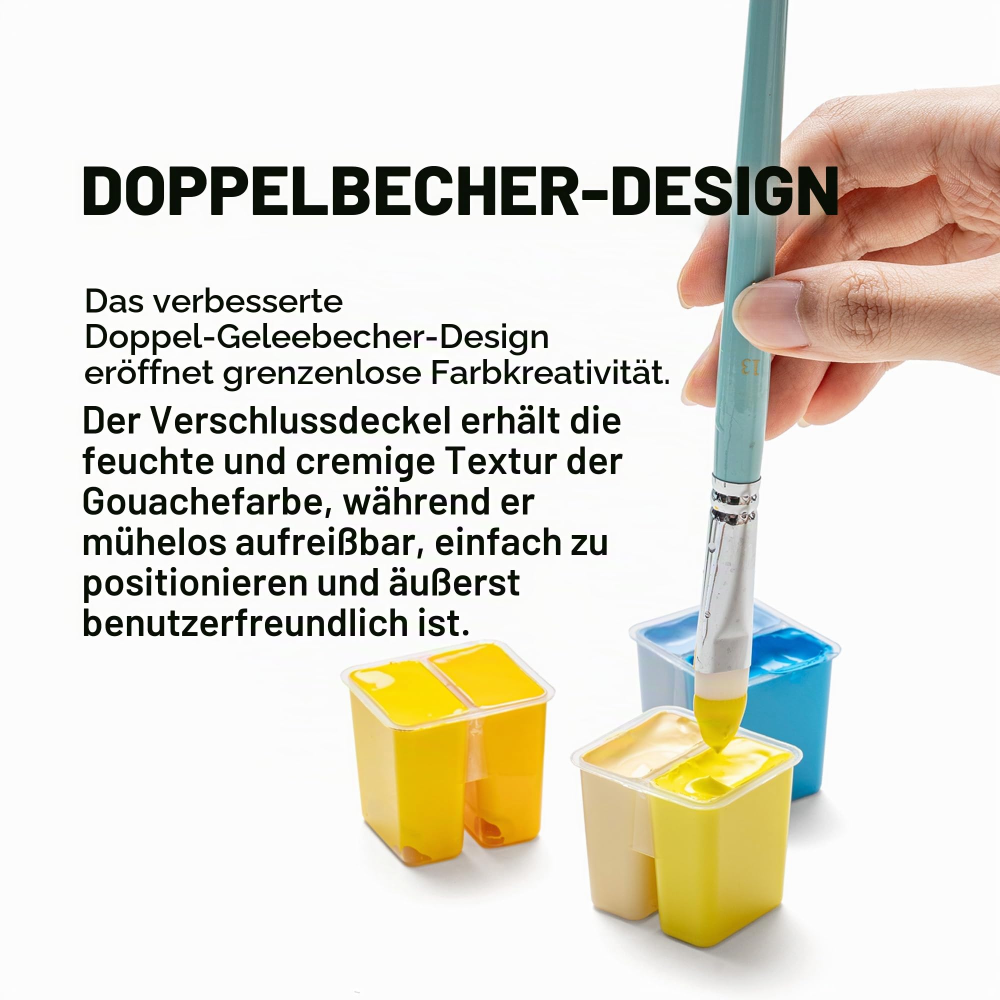 HIMI Deluxe 36 Farben Twin Cup Jelly Acrylfarben Set – Komplettes Kunstset mit Block, Sprühflasche, Palette, Pinseln, Malmesser und klappbarem Rahmen für Anfänger, Studenten und Künstler