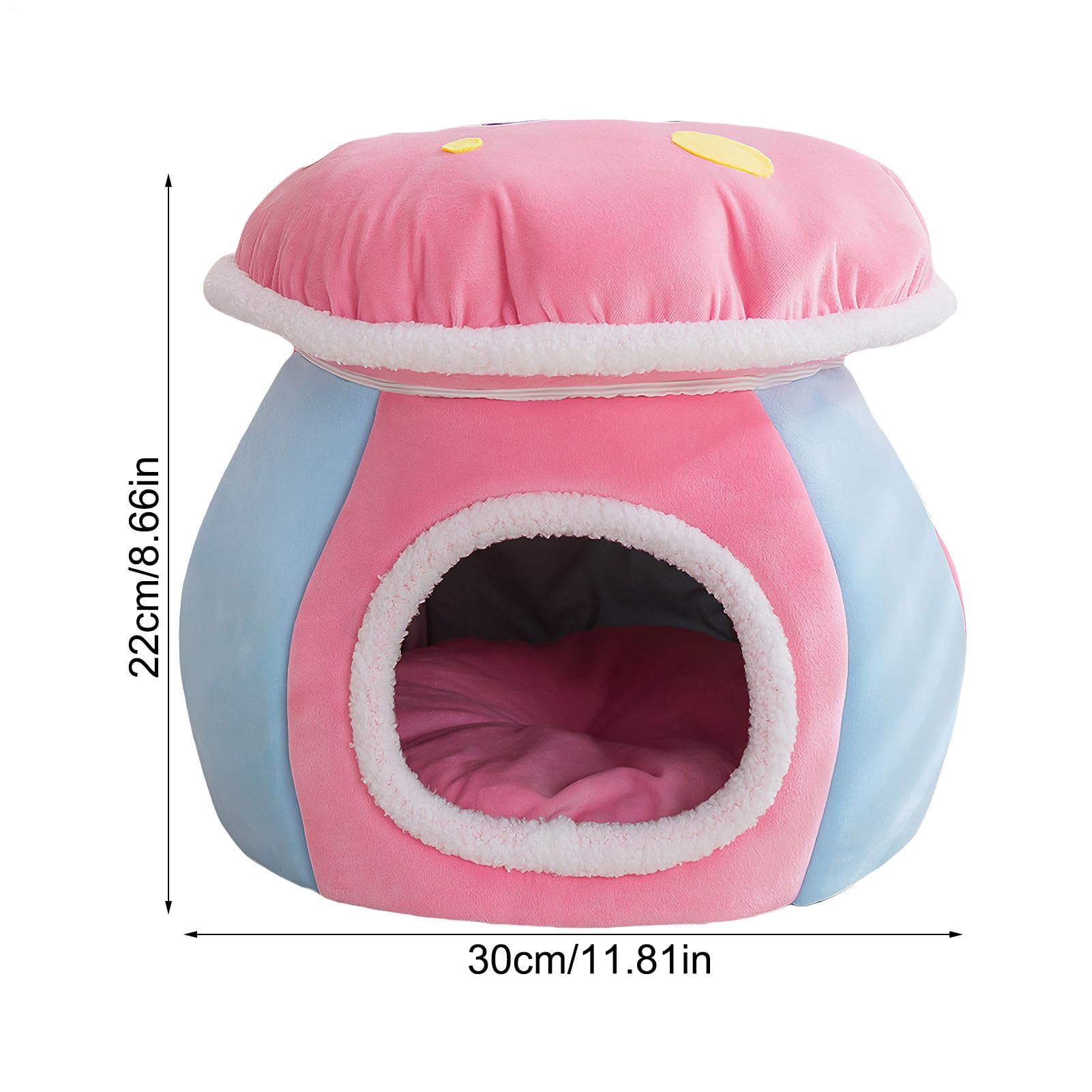 Lit Caverne pour Chat | Niche pour Chien en Forme de Champignon Partiellement Fermée,Maison pour Chat D'Intérieur - Chiot D'Intérieur, Salon, Chambre, Balcon, Appartement, Maison