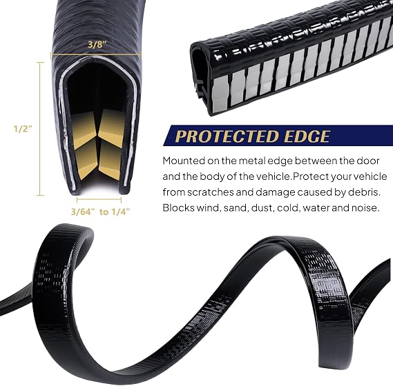 Edge Trim Seal Strip 1/23/8 UChannel Weather Stripping with Metal 10FT