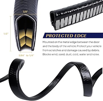 Edge Trim Seal Strip 1/23/8 UChannel Weather Stripping with Metal 10FT