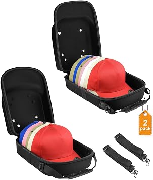 Set of 2 Hard Hat Travel Cases for Baseball Caps, Hat Storage Organizer