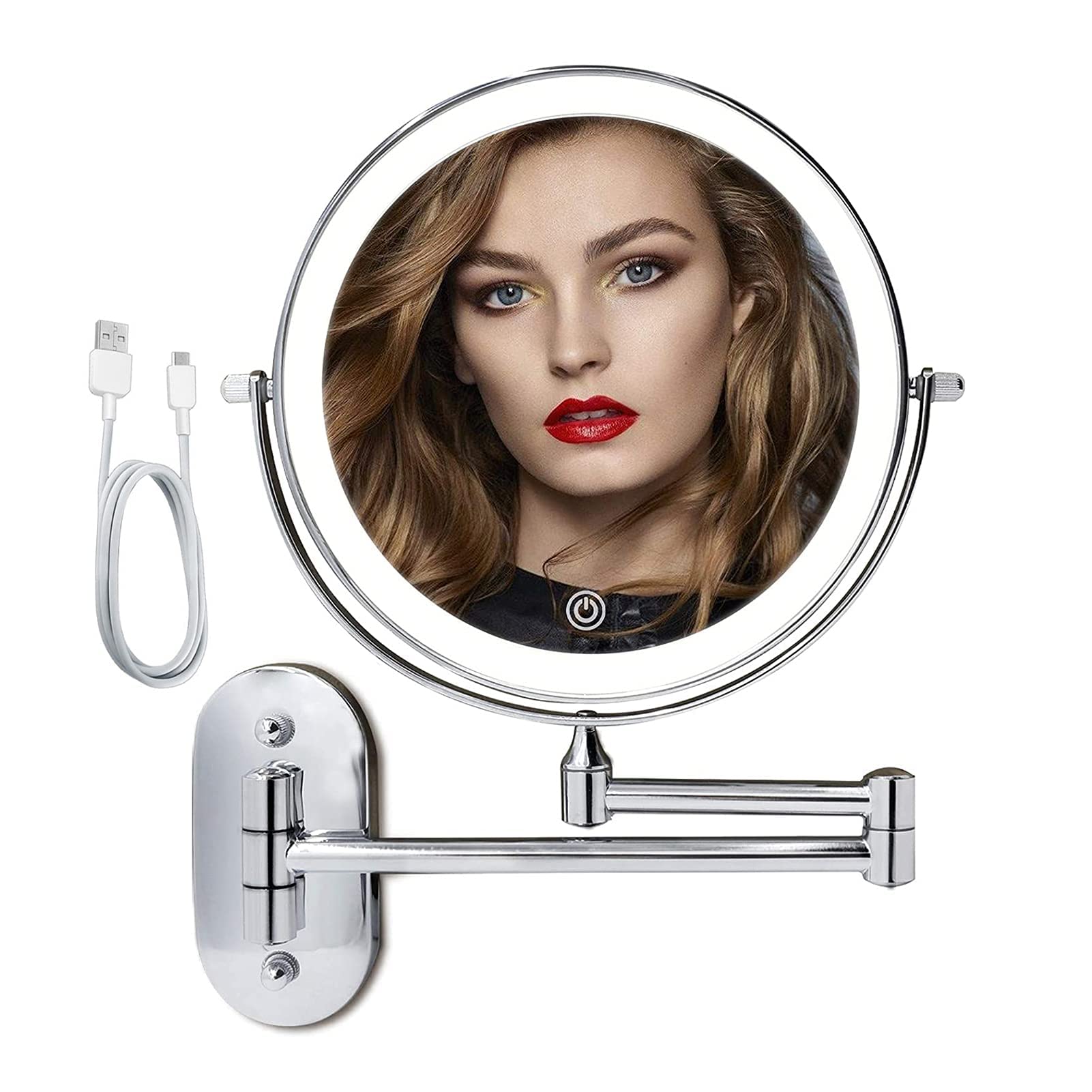 Miroir de maquillage mural avec éclairage LED réglable pour corriger les zones d'ombre