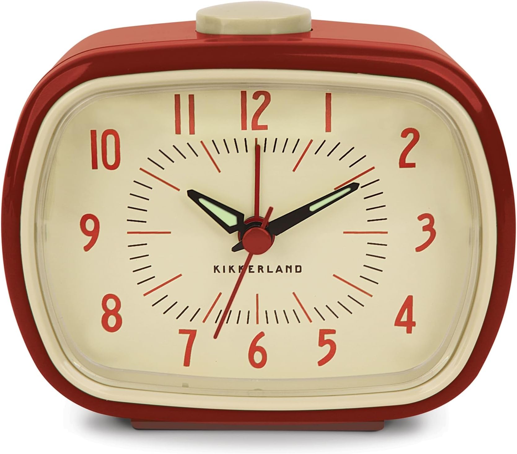 KIKKERLAND Retro Alarm Clock, Red, ABS