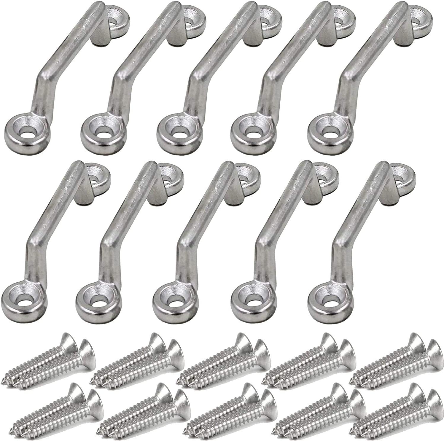 PmsanzayStainless Steel 1 Inch Mount, Bimini Top Strap, Pad Eye,Footman's Loop for Boat, Jeep Corvette, Buggy, Kayak Tie Downs, Tie Down Anchor Point - 10 Piece Set - No Rust