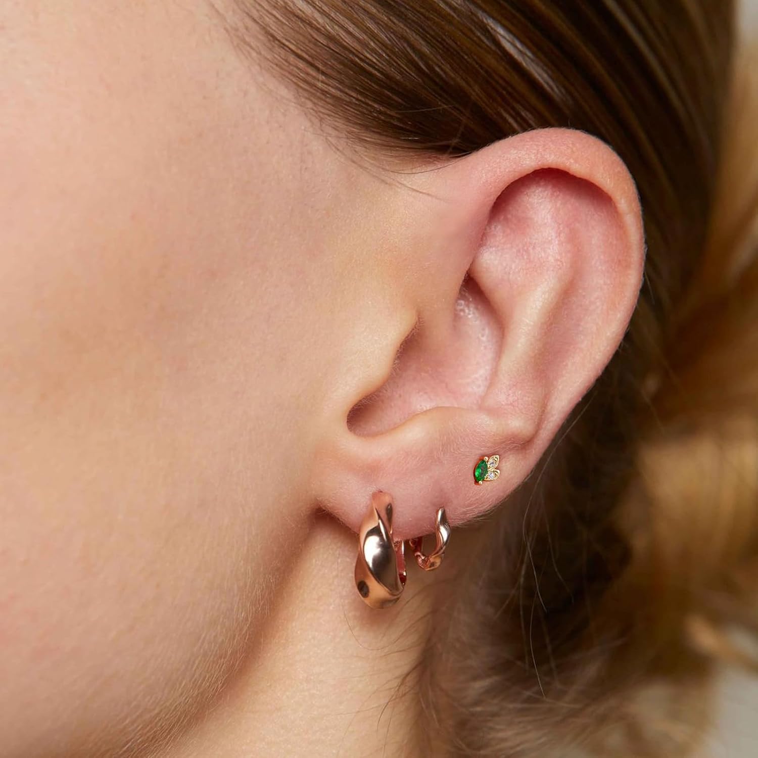 1Pcs 14K Gold Threadless Helix Tragus Piercing Jewelry, 16G Flat Back Top Push in Cartilage Earrings for Women Labret Stud - Image 7