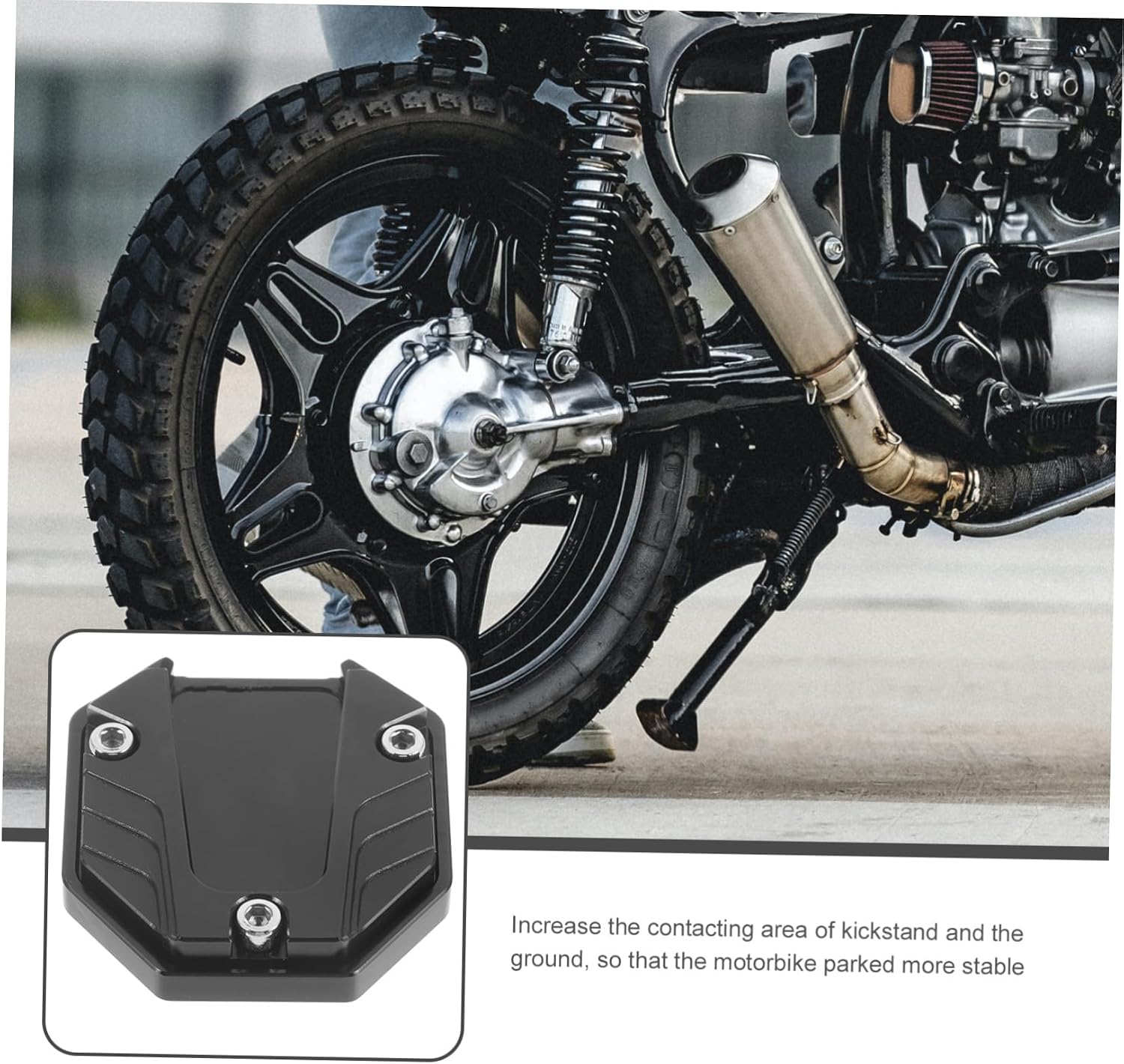 SOLUSTRE Non- Motorcycle Side Stand Pad Enlarged Kickstand Extension Plate for Enhanced for Outdoor Parking Stylish Aluminum Design