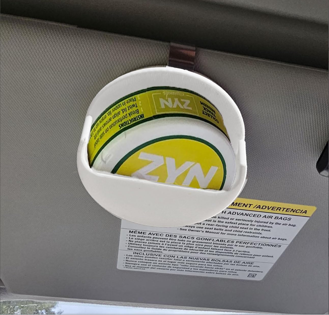 White Car Visor Clip Holder for ZYN, Nicotine Pouch Organizer with Secure Storage, Lightweight, Durable & Universal Fit for All Vehicles, Unique Gift for Smoker