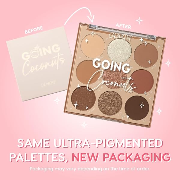 ColourPop Going Coconuts Eyeshadow Palette - Cool-Toned Neutral Eyeshadow Palette with Ultra-Velvety and Silky Finishes - High-Pigment Eye Makeup with a Long-Wearing Formula (0.3 oz) - 2