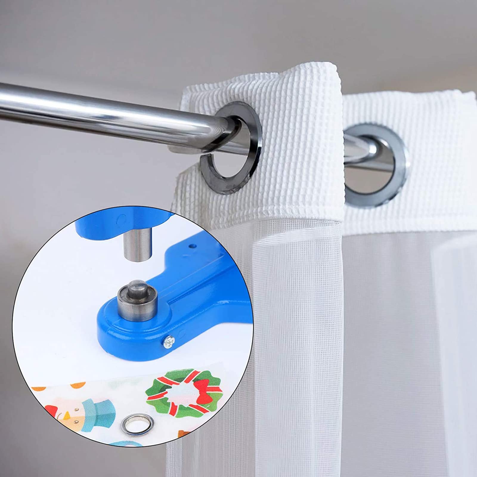 Professionele oogtangset, oogpers, oogstans, klinknagelpers, drukknoppers, handpersset, oogstansapparaat met 1500 ogen (binnendiameter 6 mm, 10 mm, 12 mm), ideale oogtang voor stoffen, zeilen en zonnezeilen