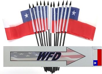 Chile Desk Flags, Pack of 12 Polyester 4x6 inch Miniature Table Office Little Flags, Small Mini Hand Waving Stick Flags